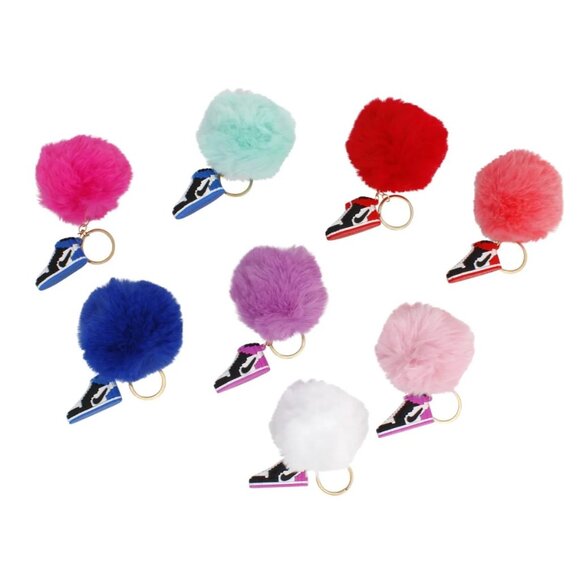 Nike Keychain with Fuzzy Ball Key Ring - Picture 1 of 1